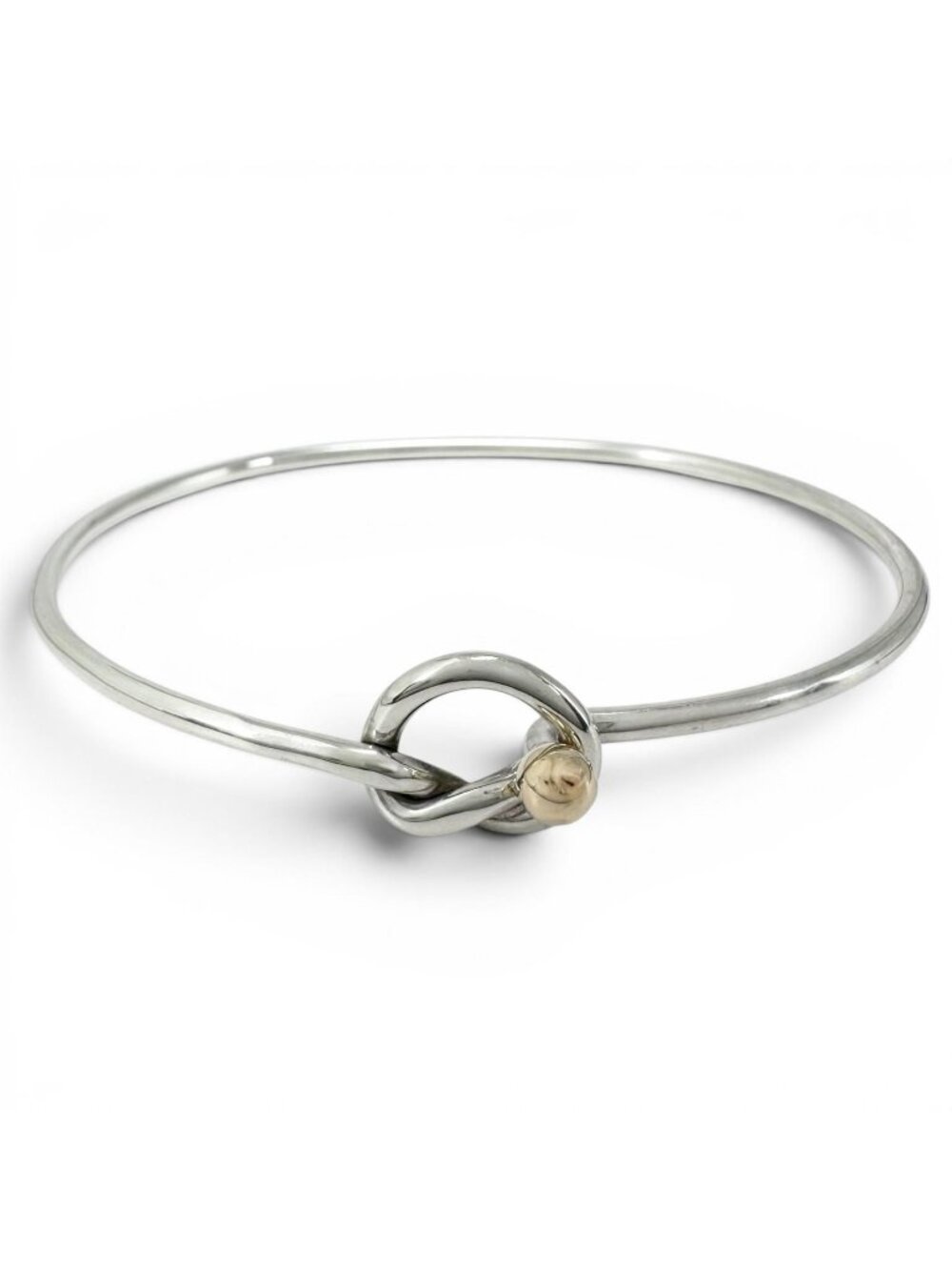 Tiffany & Co Love Knot 925 750 Hook Style Bangle Silver Gold Bracelet